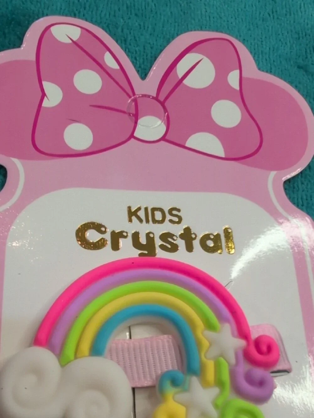 Kids Crystal Rainbow Heart Sequin Hair Clips with White Bow